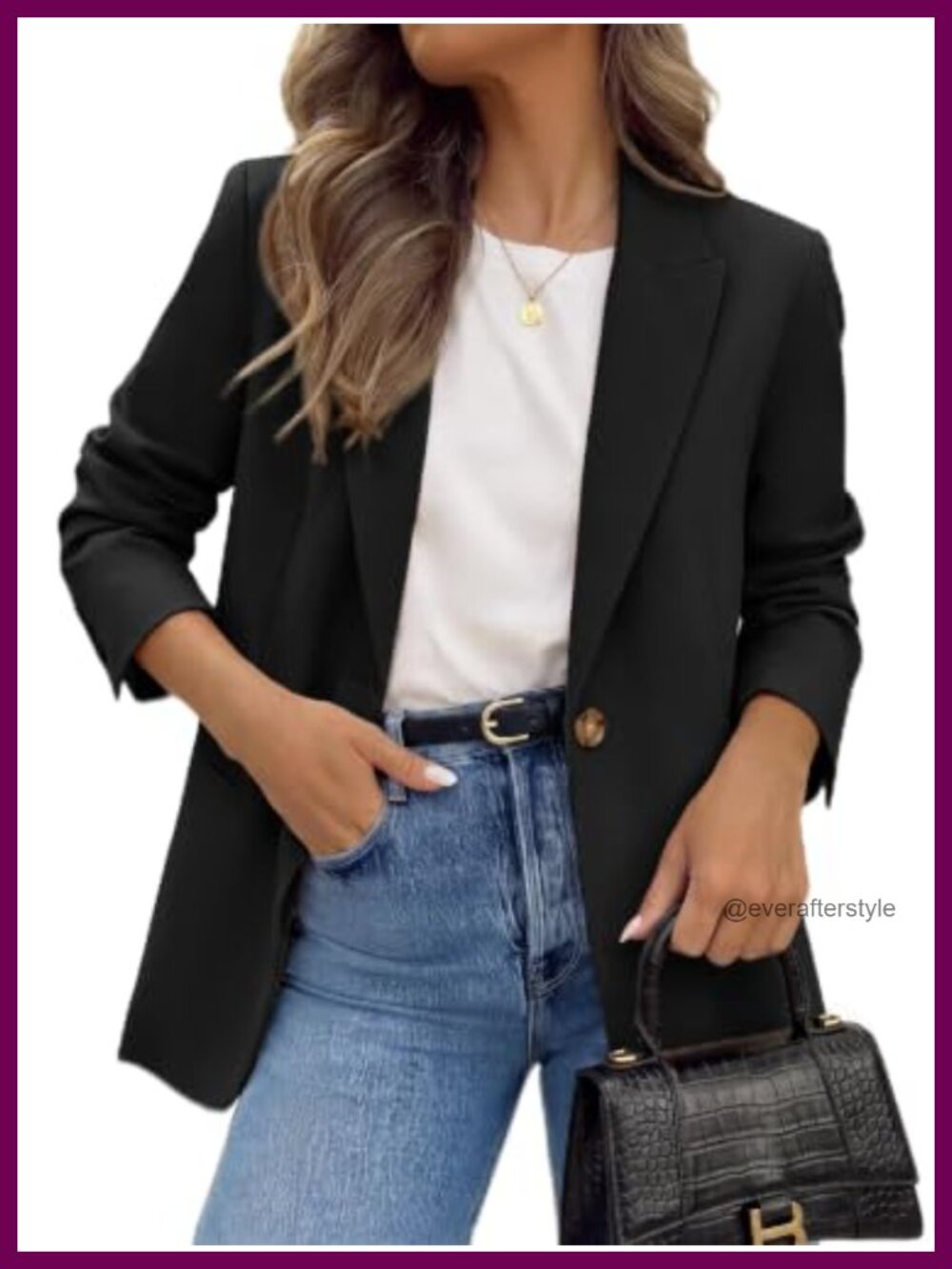 Peak Lapel Business Casual Blazer Long Sleeve Work Office Suit Jacket